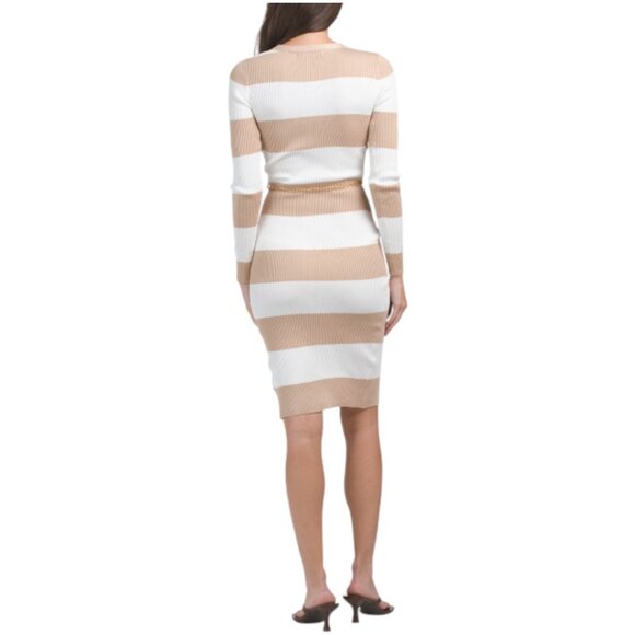 MADDEN GIRL Striped Midi Sweater Dress With Chain Detail - Picture 2 of 4